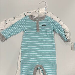 Carter's Teal and White Striped Baby 2 piece set
